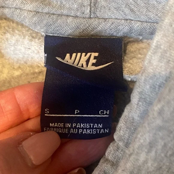 Nike Heather Gray Pullover Hoodie with Metallic Rose Gold Swoosh Size Small - Picture 2 of 7